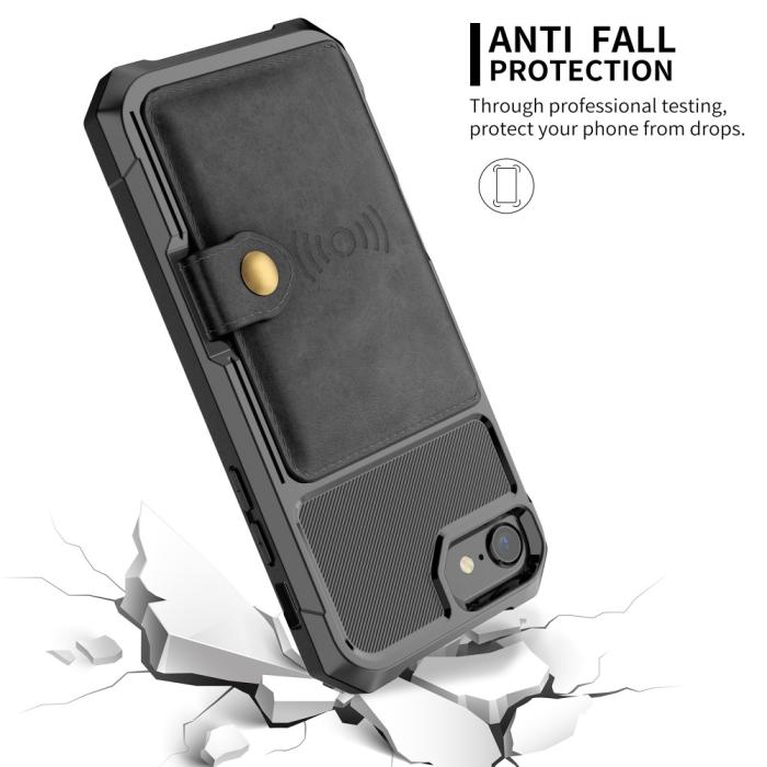 Bild 5, iPhone 6/6S/7/8/SE (2020/2022) - Skal Med Magnetiskt Plånbok - Svart