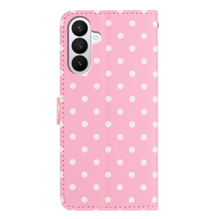 Bild 2, Samsung Galaxy S26 Plus Fodral Polka Dot Läder Rosa/Vit