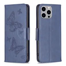 iPhone 15 Pro Max Fodral Med Fjäril Tryck Blå