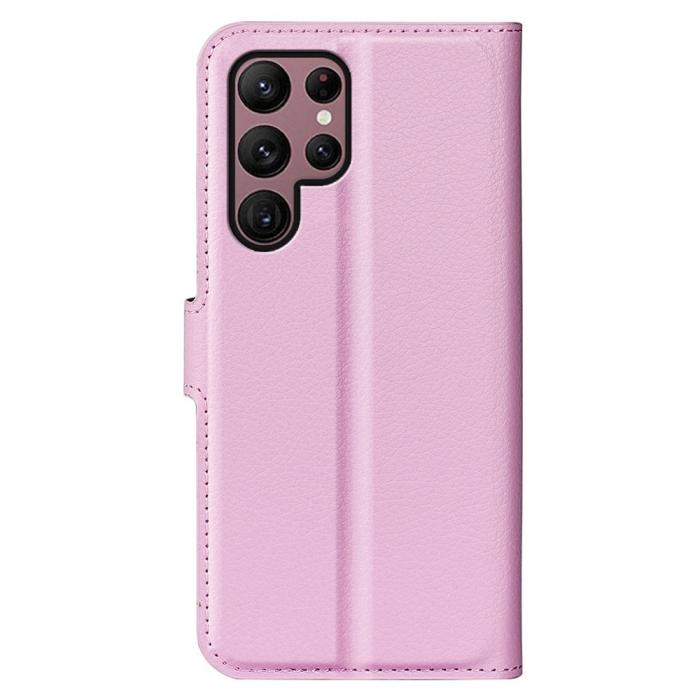 Bild 6, Samsung Galaxy S23 Ultra Fodral Litchi Läder Ljus Rosa