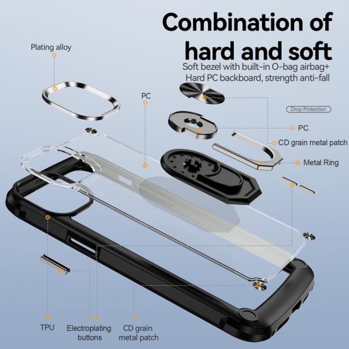 Bild 2, iPhone 15 Plus Skal Ring Shockproof Hybrid Svart