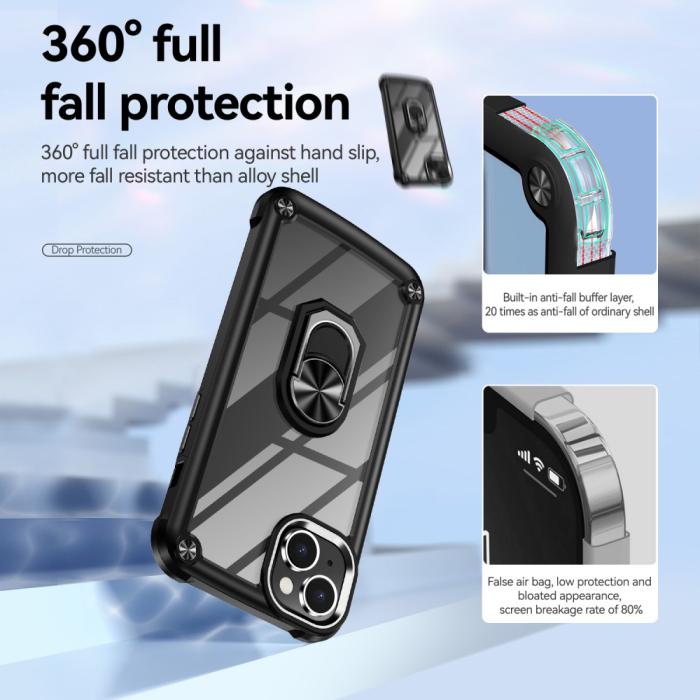 Bild 4, iPhone 15 Plus Skal Ring Shockproof Hybrid Svart