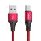 Joyroom 1m 3A USB-C Snabbladdning Nylon Kabel - Röd