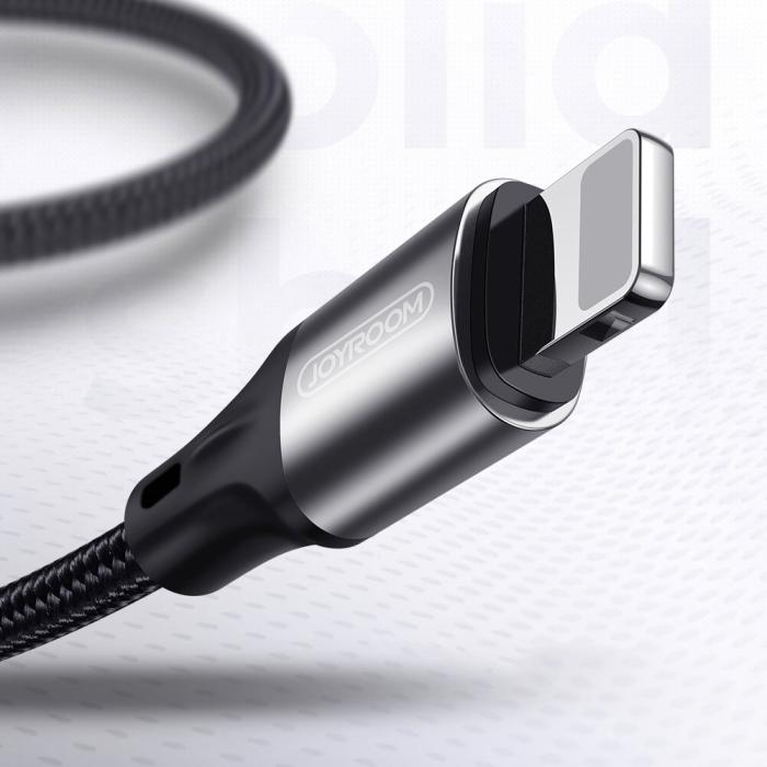 Bild 4, Joyroom 20 cm 3A Lightning Snabbladdning Nylon Kabel - Svart/Grå