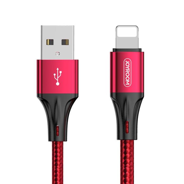 Bild 1, Joyroom 20 cm 3A Lightning Snabbladdning Nylon Kabel - Röd
