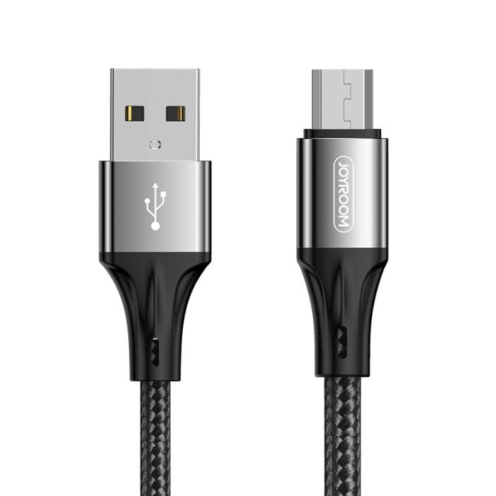 Bild 1, Joyroom 1m 3A MicroUSB Snabbladdning Nylon Kabel - Svart