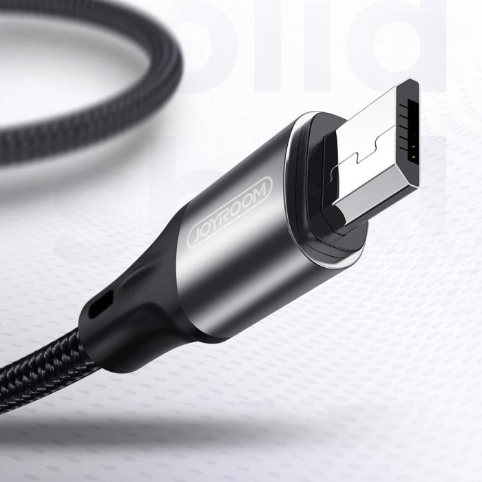 Bild 3, Joyroom 1m 3A MicroUSB Snabbladdning Nylon Kabel - Svart