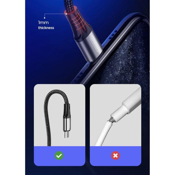 Bild 4, Joyroom 1m 3A MicroUSB Snabbladdning Nylon Kabel - Svart