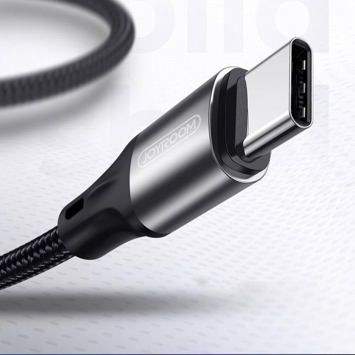 Bild 4, Joyroom 1.5m 3A USB-C Snabbladdning Nylon Kabel - Svart