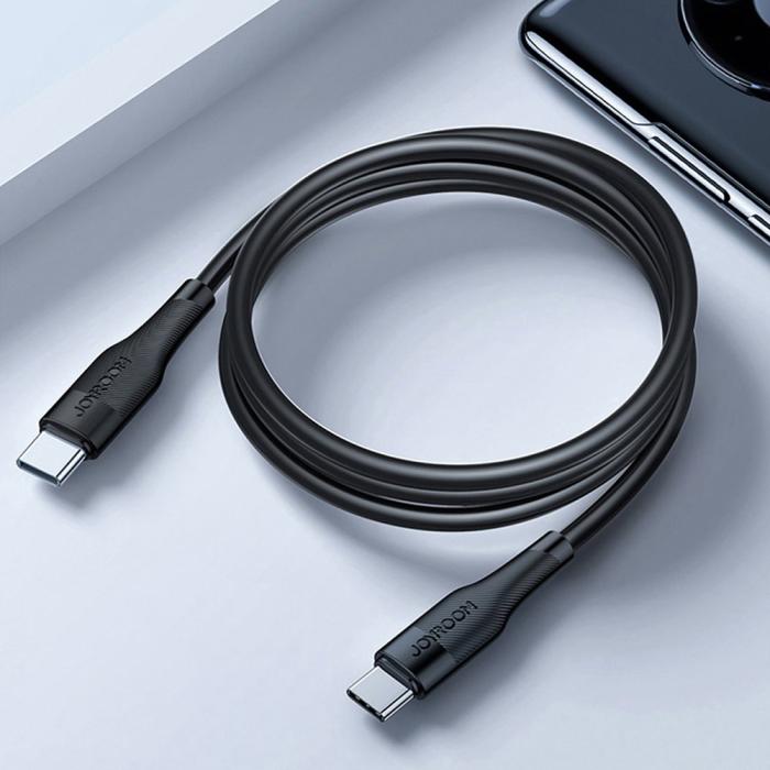 Bild 2, Joyroom 1.2m 60W 3A USB-C - USB-C PD Snabbladdare - Svart
