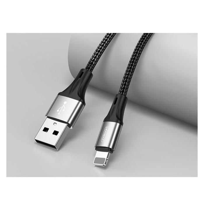 Bild 2, Joyroom 1.5m 3A Lightning Snabbladdning Nylon Kabel - Svart