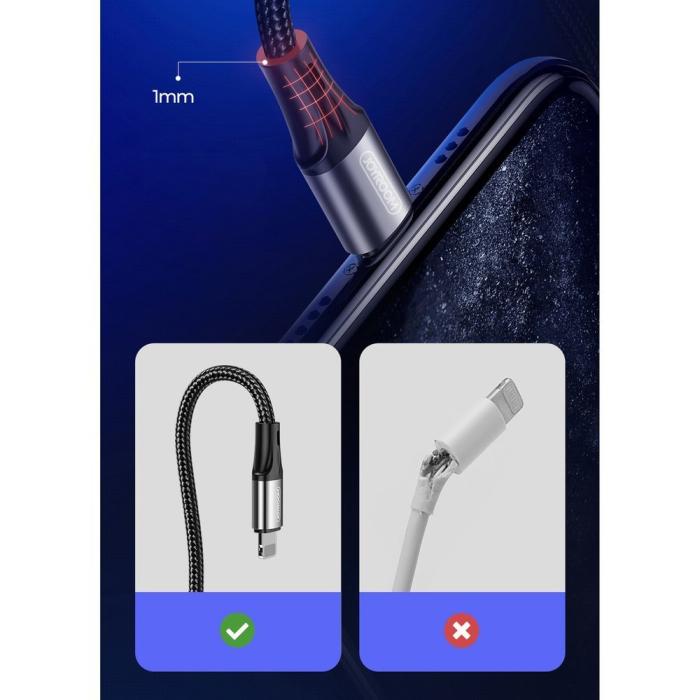 Bild 5, Joyroom 1.5m 3A Lightning Snabbladdning Nylon Kabel - Svart