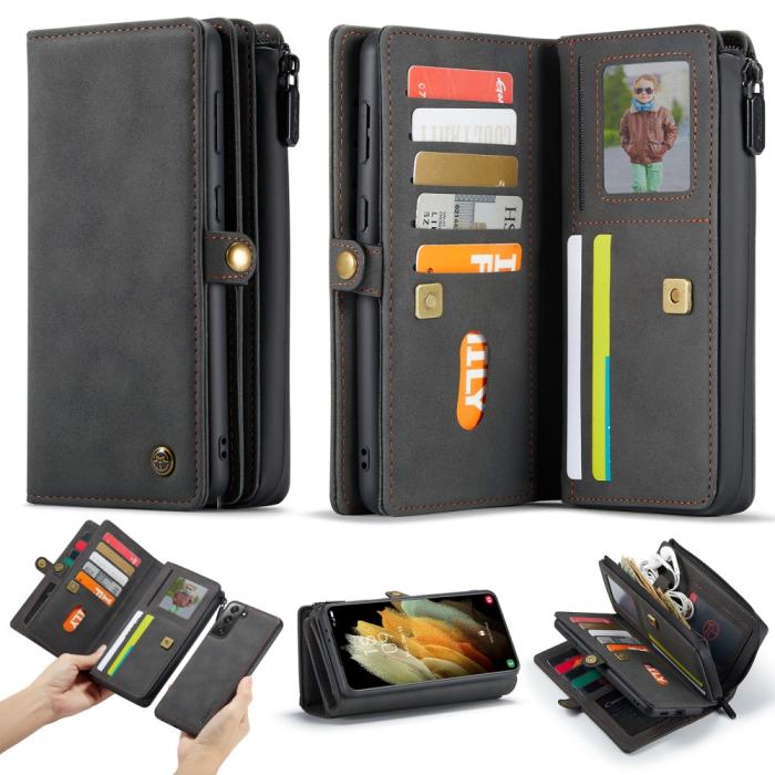 Bild 1, Samsung Galaxy S21 - CASEME 2-i-1 Multifunktionellt Läder Fodral - Svart