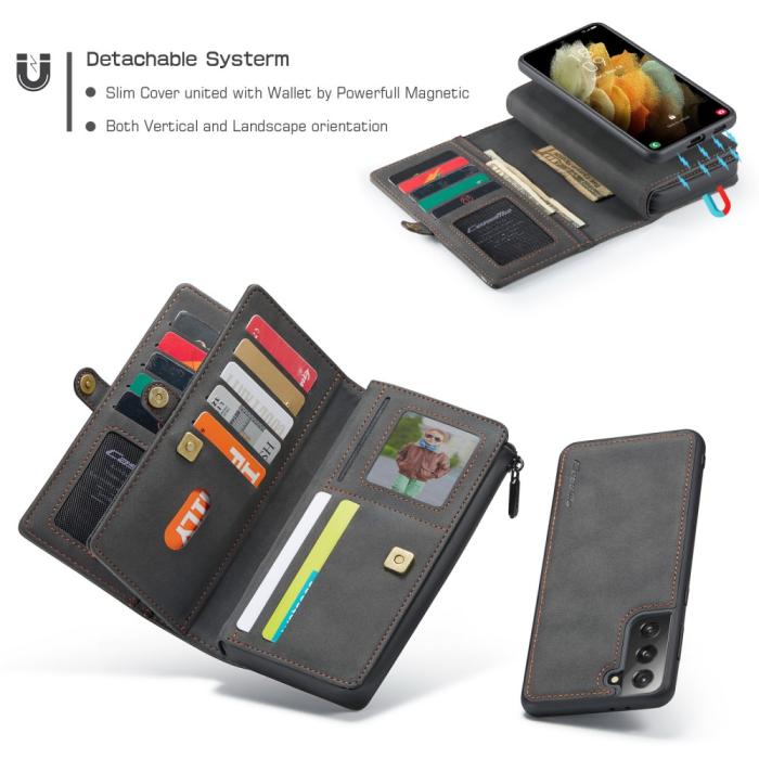 Bild 5, Samsung Galaxy S21 - CASEME 2-i-1 Multifunktionellt Läder Fodral - Svart