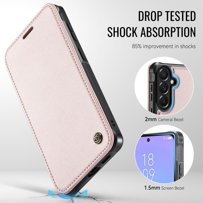 Bild 5, CASEME Samsung Galaxy A17/A16/A26 Skal RFID Plånbok Roséguld