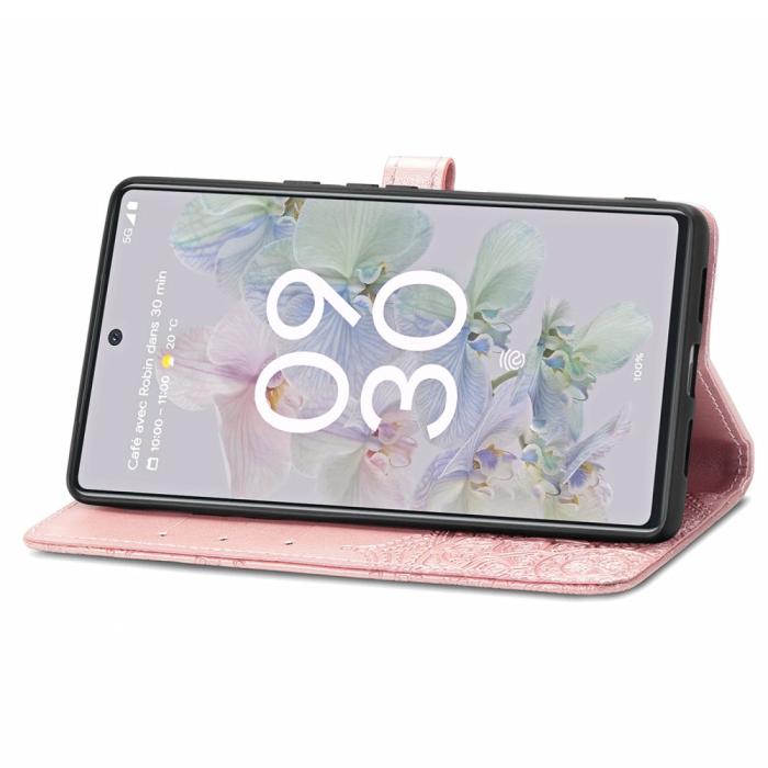Bild 5, Google Pixel 6A Fodral Mandala Läder Roséguld