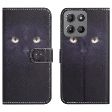 Motorola Moto G86 Power/G86 5G Fodral L&auml;der Katt &Ouml;gon