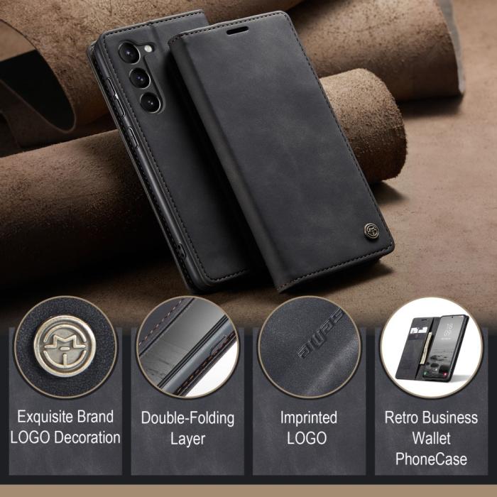 Bild 4, CASEME Samsung Galaxy S23 Plus Fodral Flip Läder Svart