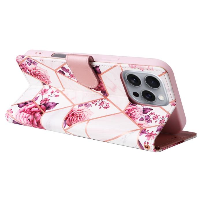 Bild 4, iPhone 16 Pro Max Fodral Marmor Tryck Rosa