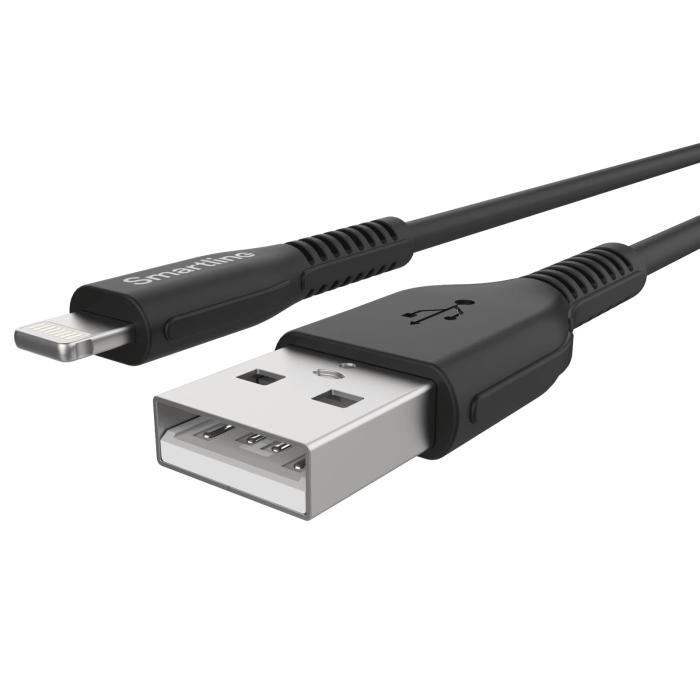Bild 2, Smartline 2m Lightning MFi Förstärkt Laddningskabel Svart
