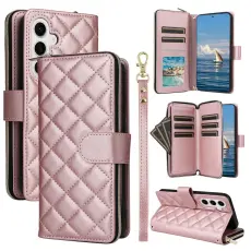 Samsung Galaxy S25 Fodral Rhombus L&auml;der Ros&eacute;guld
