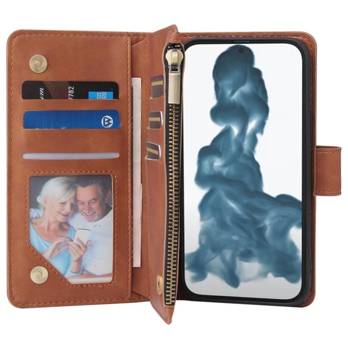 Bild 3, iPhone 15 Fodral 6-Kort Multifunktionell Brun