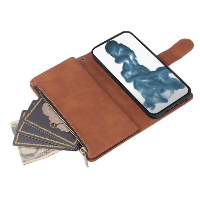Bild 4, iPhone 15 Fodral 6-Kort Multifunktionell Brun