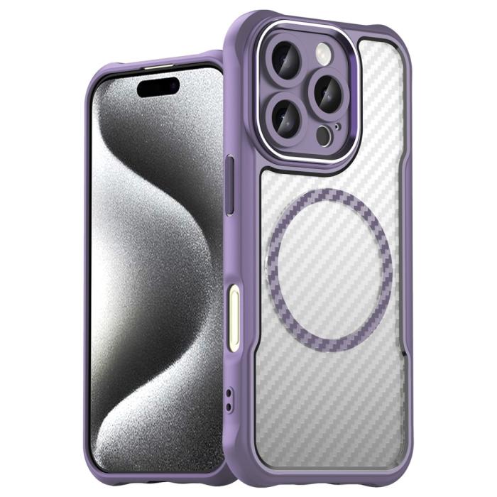 Bild 1, iPhone 16 Pro Skal MagSafe Kolfiber Textur Lila