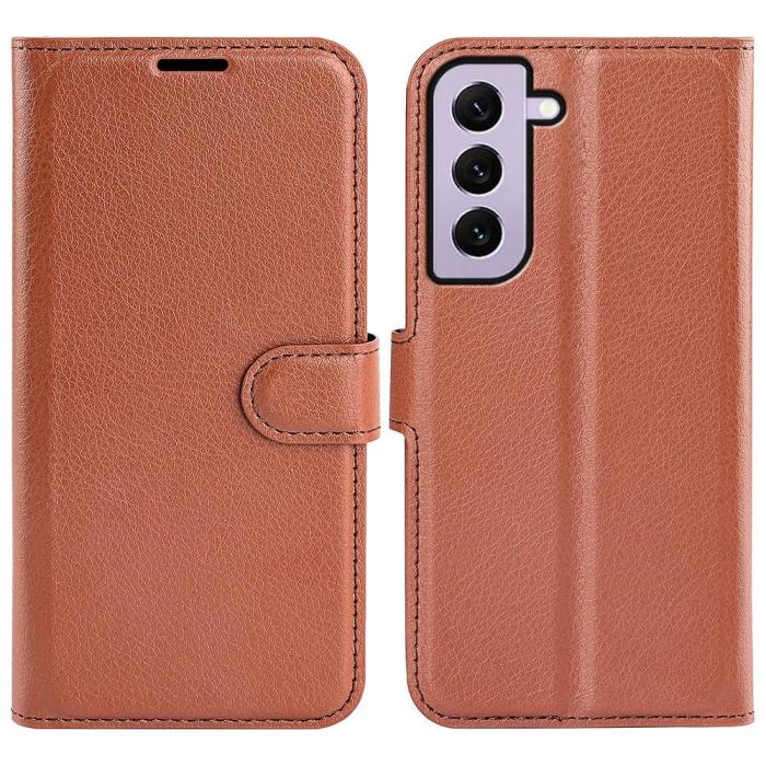 Bild 1, Samsung Galaxy S23 Fodral Litchi Läder Brun