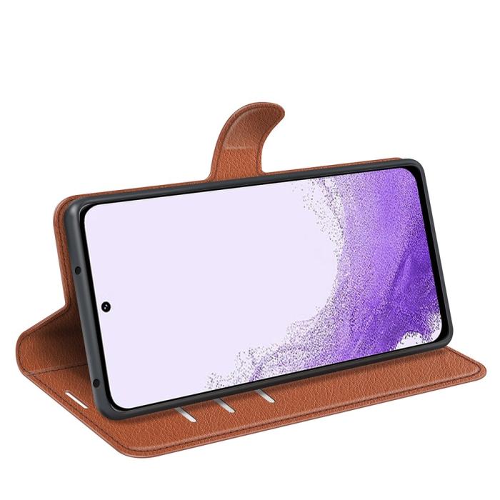 Bild 3, Samsung Galaxy S23 Fodral Litchi Läder Brun