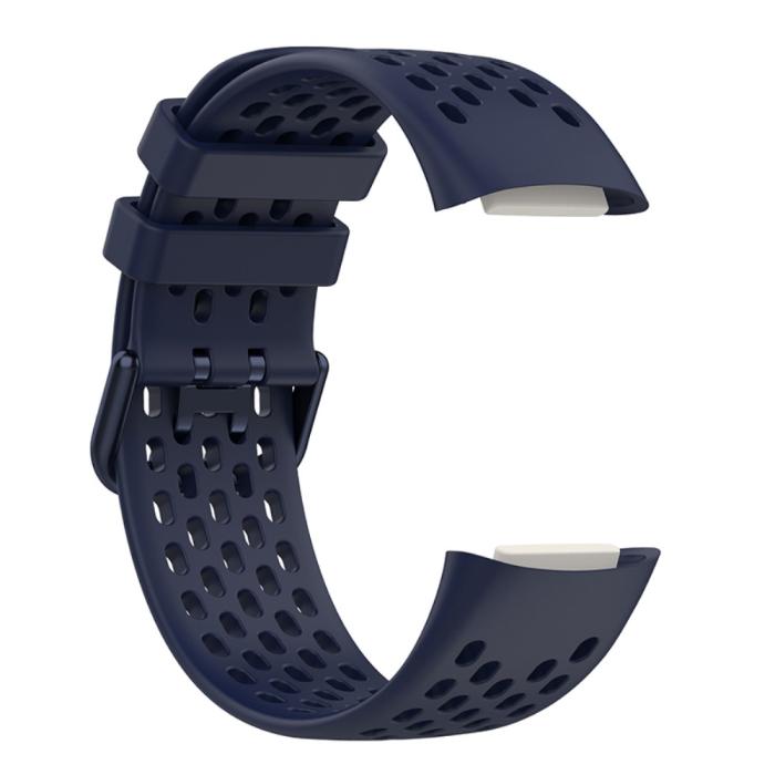 Bild 4, Fitbit Charge 6 / 5 Armband Silikon Ihåligt Mörk Blå