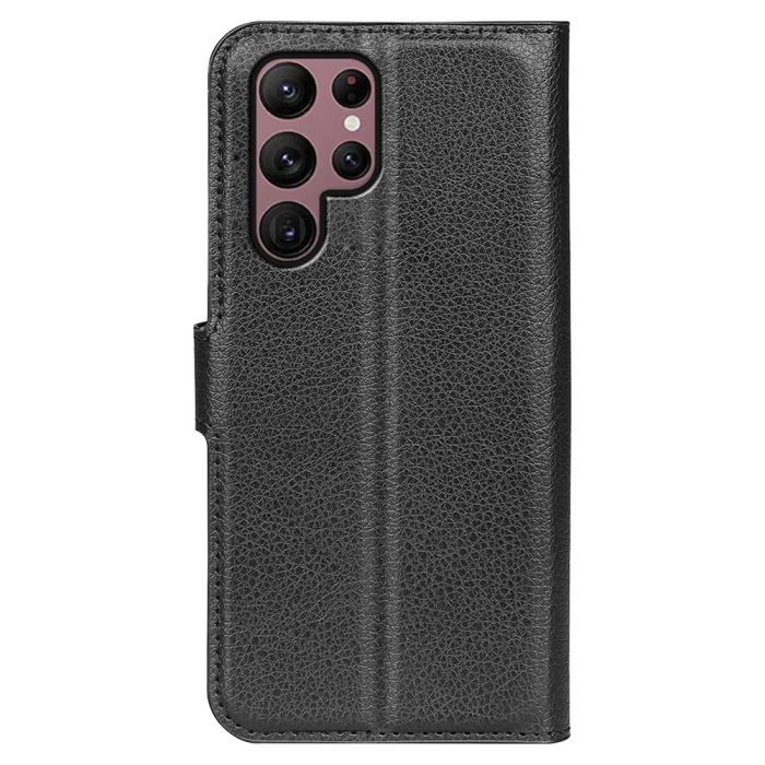 Bild 6, Samsung Galaxy S23 Ultra Fodral Litchi Läder Svart