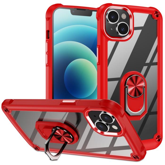 Bild 1, iPhone 15 Plus Skal Ring Shockproof Hybrid Röd