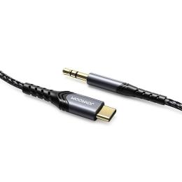 Joyroom 1m USB-C - 3.5 mm AUX Ljudkabel Nylon - Svart