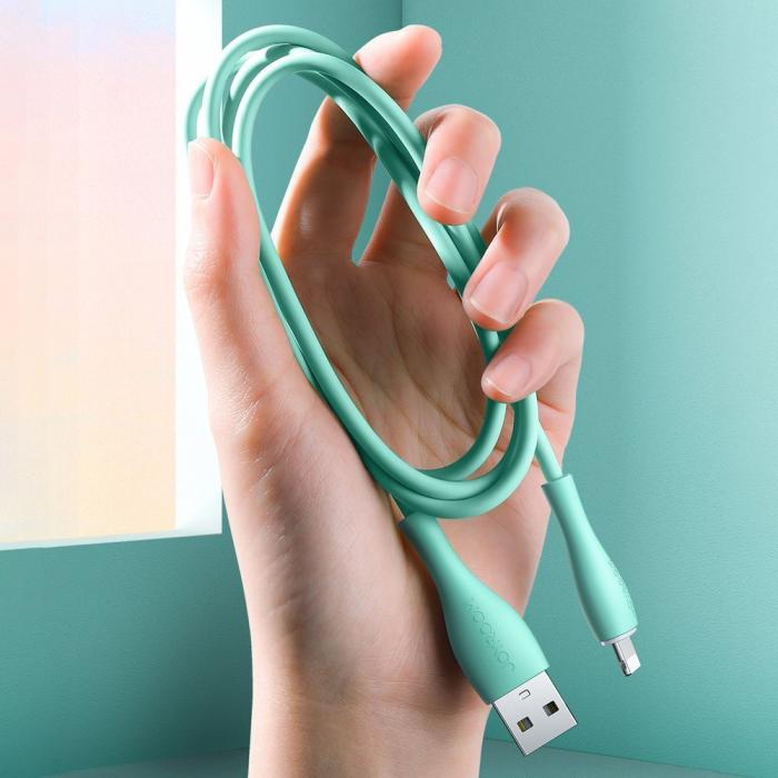 Bild 3, Joyroom 1m 2.4A Lightning Laddning Kabel - Grön