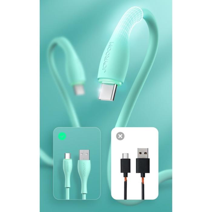 Bild 3, Joyroom 1m 3A USB-C Snabbladdning Kabel - Vit