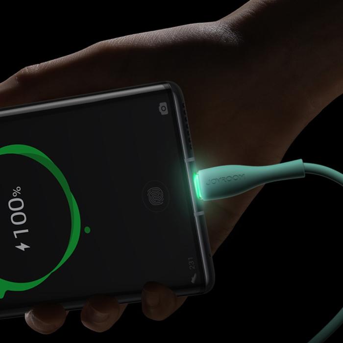 Bild 3, Joyroom 1m 3A USB-C Snabbladdning Kabel - Grön