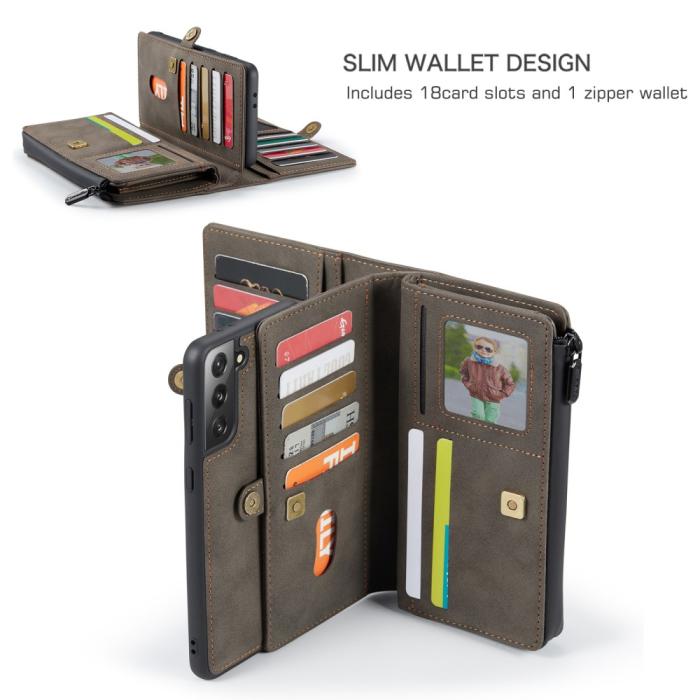Bild 3, Samsung Galaxy S21 - CASEME 2-i-1 Multifunktionellt Läder Fodral - Brun