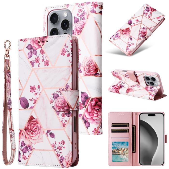Bild 6, iPhone 16 Pro Max Fodral Marmor Tryck Rosa