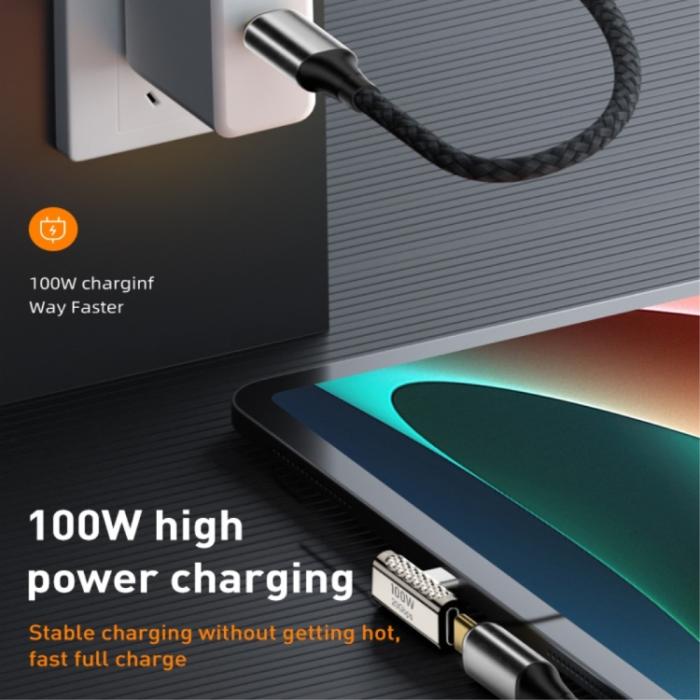 Bild 3, 100W USB-C Hane - USB-C Hona Adapter Elbow USB 4.0 Silver