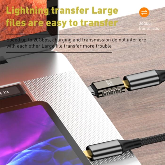 Bild 4, 100W USB-C Hane - USB-C Hona Adapter Elbow USB 4.0 Silver