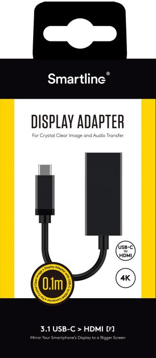 Bild 4, Smartline USB-C till HDMI Adapter 10cm Svart