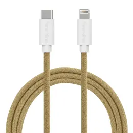 Smartline 2m USB-C - Lightning MFi Fuzzy Laddningskabel Sand