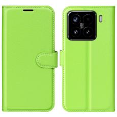 Xiaomi 15 Fodral Litchi L&auml;der Gr&ouml;n