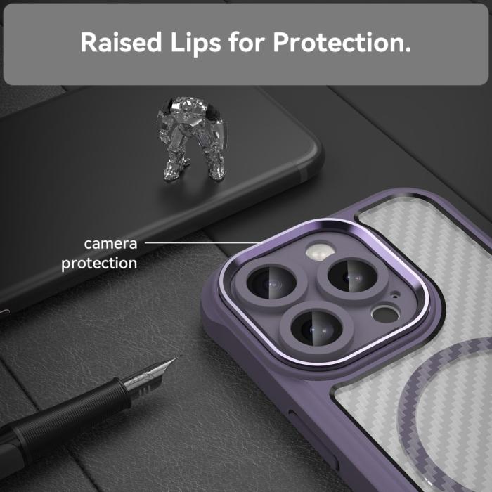 Bild 4, iPhone 16 Pro Skal MagSafe Kolfiber Textur Lila