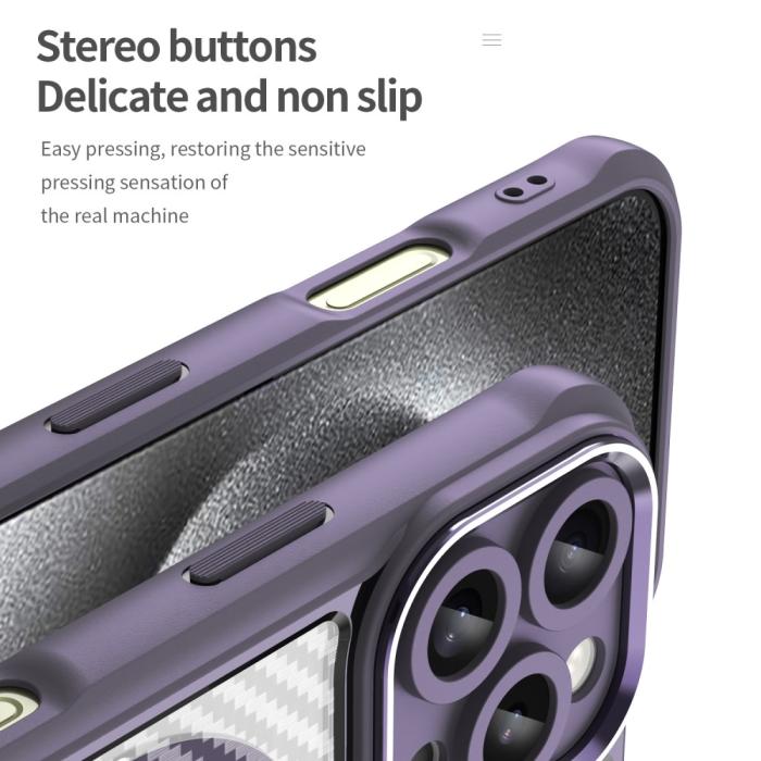 Bild 6, iPhone 16 Pro Skal MagSafe Kolfiber Textur Lila