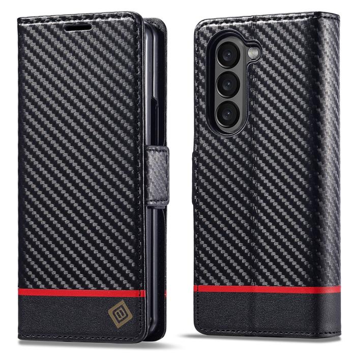 Bild 1, LC.IMEEKE Galaxy Z Fold 6 Fodral Kolfiber Textur Svart