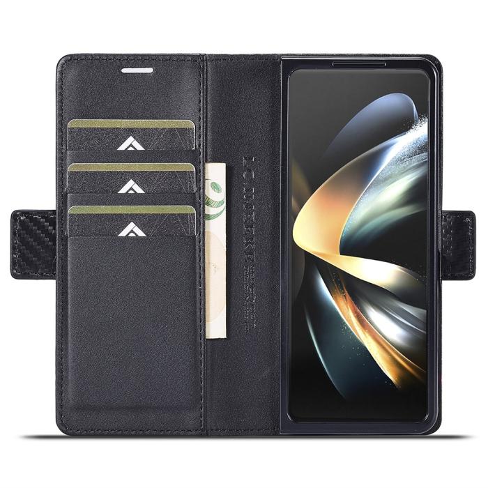Bild 2, LC.IMEEKE Galaxy Z Fold 6 Fodral Kolfiber Textur Svart
