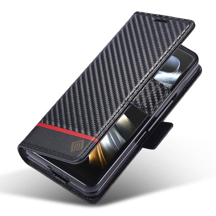 Bild 4, LC.IMEEKE Galaxy Z Fold 6 Fodral Kolfiber Textur Svart