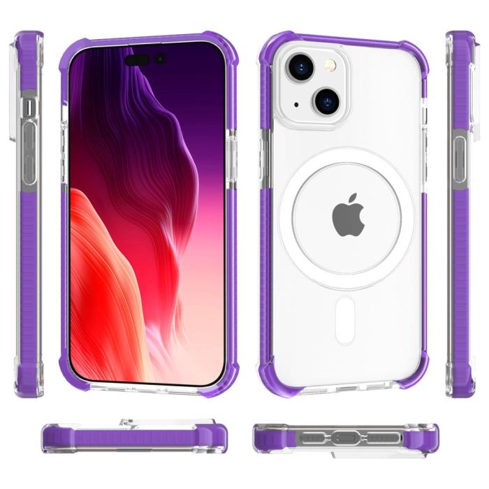 Bild 4, iPhone 15 Plus Skal MagSafe Shockproof Hybrid Lila